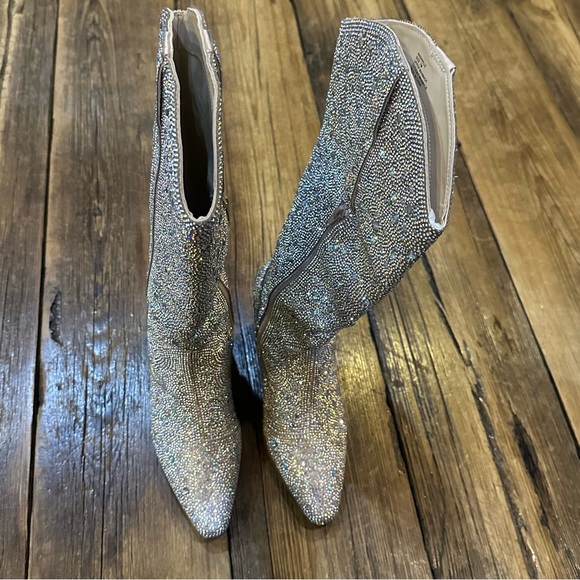 Matissee Nashville Tall Western Clear Rhinestone Point Toe Riding Boots 7 - Picture 5 of 9